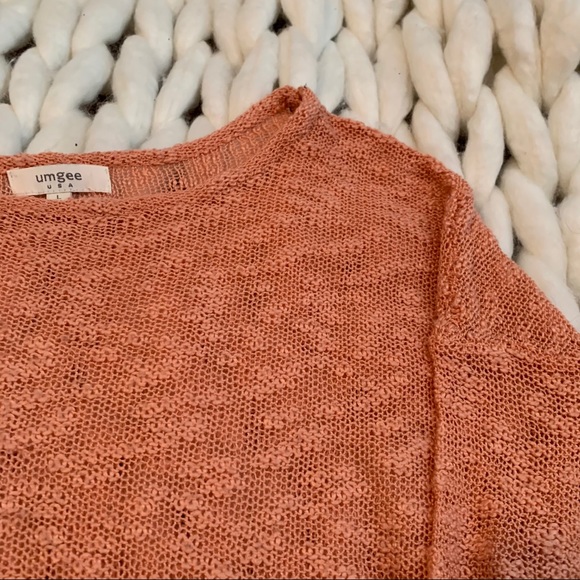 🎉HP🎉 Umgee Pink/Coral Boho Fringe Sweater Large - Picture 3 of 7